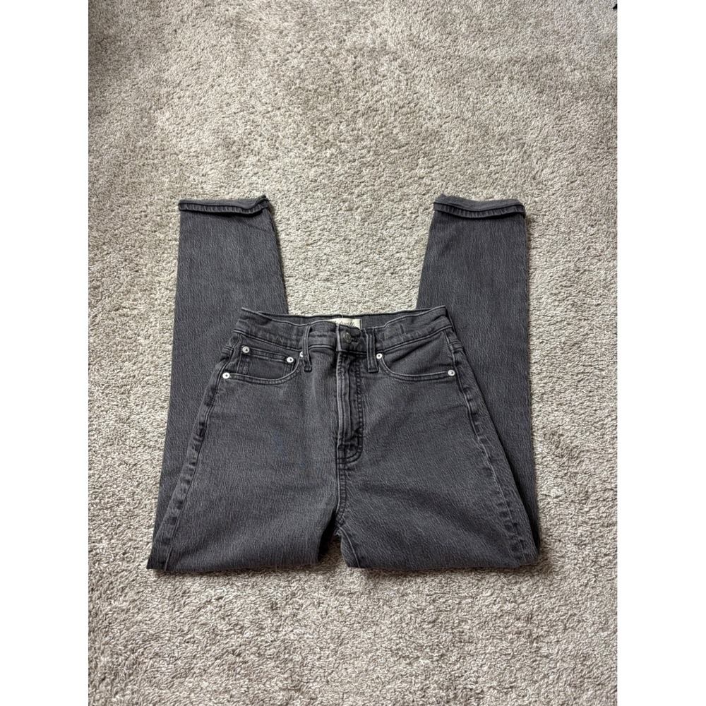 Madewell The Perfect Vintage Jean High Rise Tapered Faded Black Denim Size 24